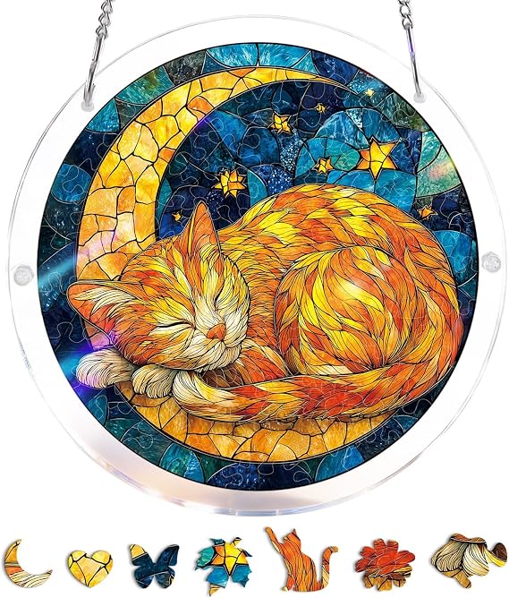 Acrylic Puzzles Suncatcher, Tree of Radiant Glass Puzzle, Acrylic Suncatcher Puzzles for Doors Garden, Mother's Day Christmas Birthday Gifts for Women Men (E)