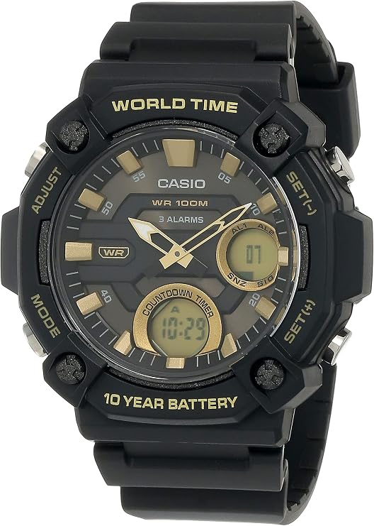 Casio AEQ-120W-9AVDF Wristwatch, Black, Standard