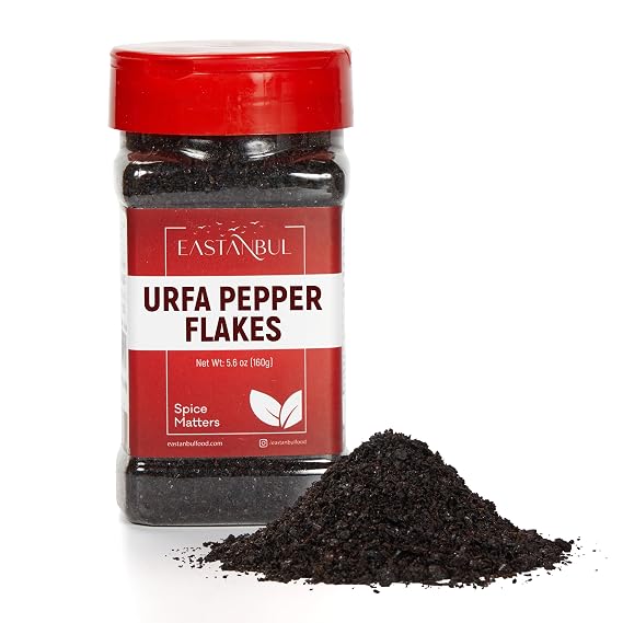 Eastanbul Urfa Biber, 5.6oz, Urfa Pepper Flakes, Isot, Mild-Moderately Hot Chili Flakes, Blackish-Red Turkish Pepper for Cooking & Seasoning, Special Pul Biber, From Unique Spices of Turkey