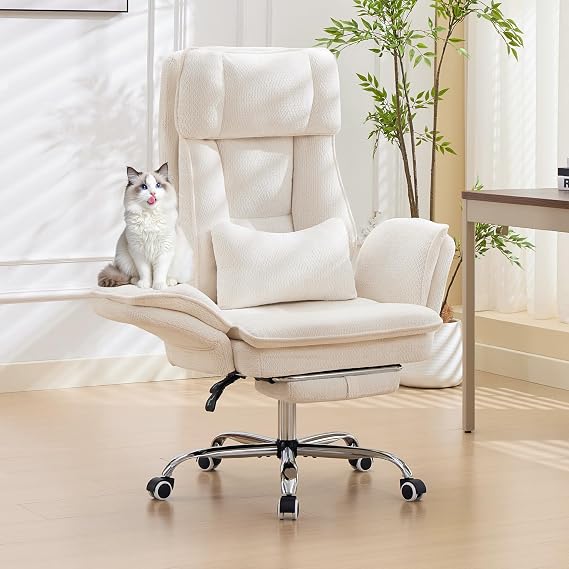 Big and Tall Cross Legged Office Chair with Flip Armrests and Foot Rest