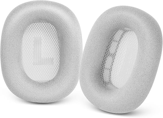 Gvoears Upgraded Ear Cushions Replacement Earpads for Apple AirPods Max Headphones, Mesh Fabric Ear Pads Cover with Memory Foam and Magnet for AirPods Max (Silver)