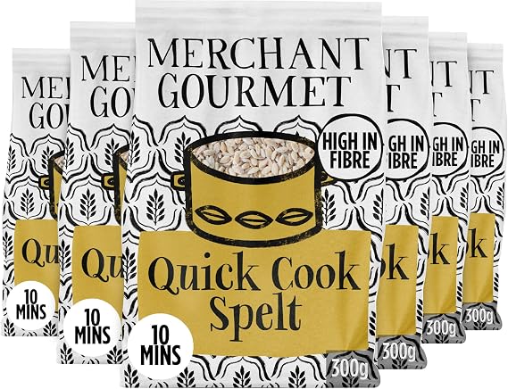 Merchant Gourmet Quick Cook Spelt, High Fibre & Protein, 300 g (8-Pack)