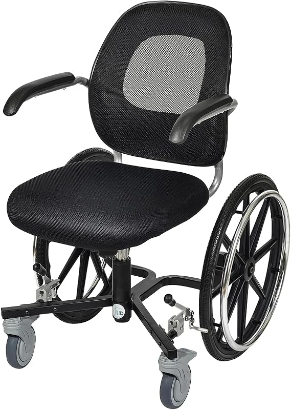 FLUX Slim-Line Narrow Wheelchair for Adults and Seniors, Small Spaces, Lightweight, Reclining, 23.5" Total Width, 250 lbs Weight Capacity, 18"-21" Seat Height Adjustable, with Hand Rings