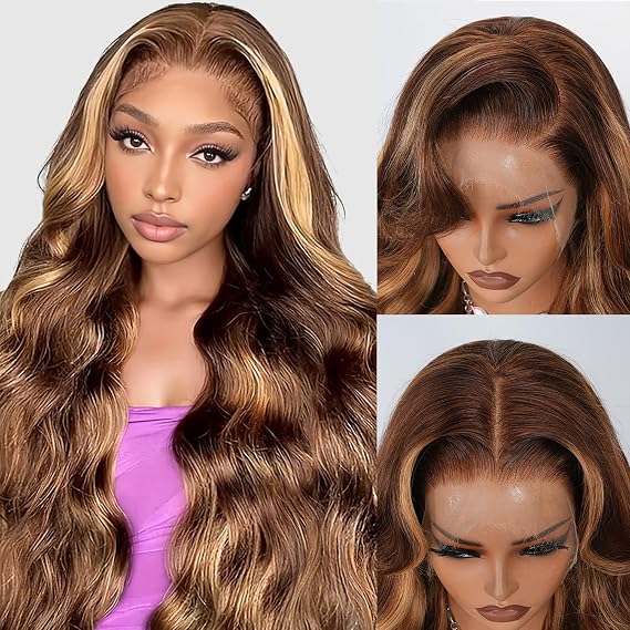 13x4 Full Lace Fronatal Wig Skinlike HD Lace Wig 4/27 Highlight Honey Blond Body Wave Lace Front Wigs Pre Plucked Tiny Knots with Baby Hair 200% Density for Women Body Wave Colored Wig | 4/27 Honey Blonde Ombre Highlight, 0.10mm Skinlike HD Lace, Pre-Plucked Hairline with Bleached Knots and Baby Hair