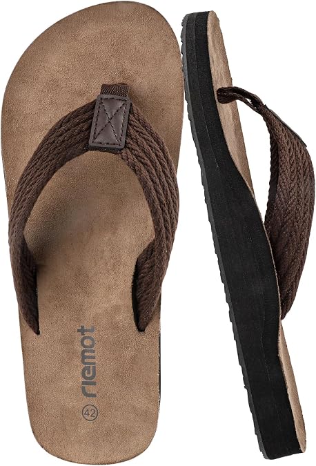 riemot Men's Flip Flops, Comfort Beach Sandals with Non-Slip Sole, Lightweight Thongs Shoes with Arch Support, Summer Casual Slippers for Pool, Shower, and Holiday Wear