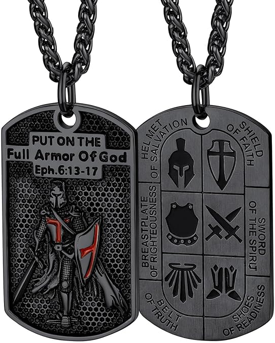 FaithHeart Knights Templar Necklace for Men, Christian Necklace for Men Stainless Steel Pendant Neckalces Christian Gifts with Gift Box