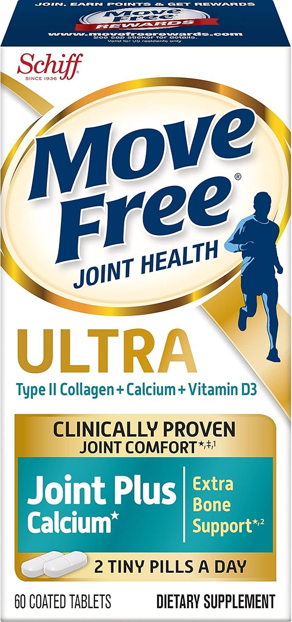 Move Free Ultra Pro with Quadruple Action Joint Support - Type 2 Collagen MSM Calcium Fructoborate & Manganese - Supports Joint Cartilage Bone Connective Tissue, 120 Tablets (30 servings)*