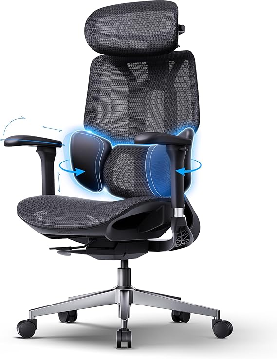Hbada E3 Air 2026 Ergonomic Office Chair, 3-Zone Lumbar Support, Comfy Home Office Chair with Auto Recline, 4D Headrest & Armrests, 140 Tilt for Work & Relax, Black
