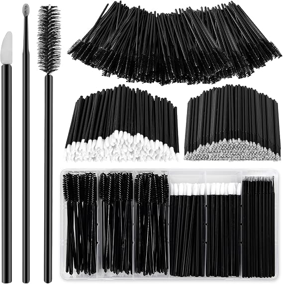 300PCS Black Disposable Mascara Wands Set