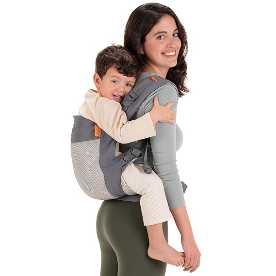 Beco Toddler Carrier with Breathable 3D Mesh & Extra Wide Seat - Front-Carry & Backpack Style - Lightweight Sling Carrier for Children (24-48 Months) - Cool Dark Grey
