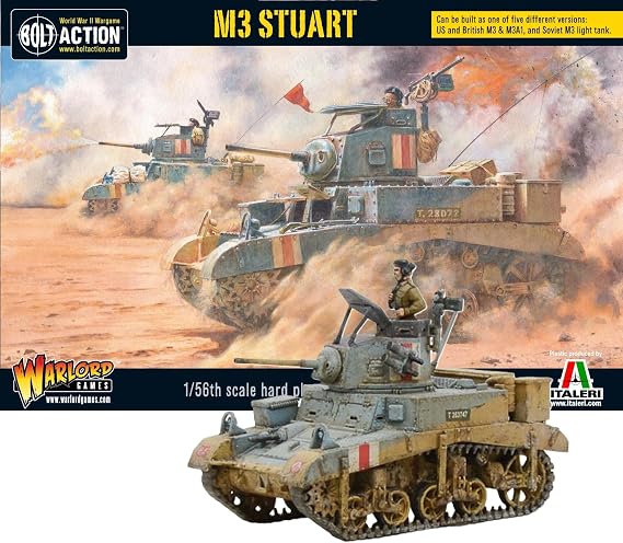 Wargames Delivered - Warlord Games Bolt Action M3 Stuart Allied Light Tank 1:56 WWII Military Wargaming Plastic Model Kit