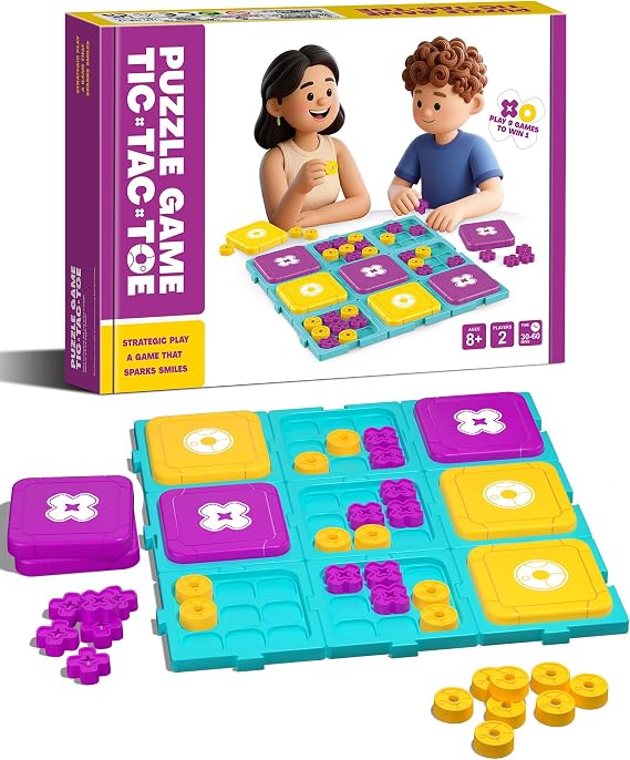 Ultimate Tic Tac Toe Board Game – Strategic Family Game for Adults & Kids – Portable Travel Puzzle, for Game Night
