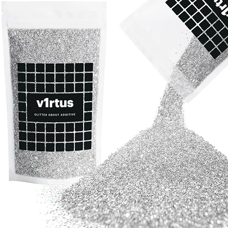 v1rtus Silver Glitter Grout Additive 100g, Grout Glitter | for Adding Sparkle to Kitchen & Bathroom Tiles, Enhance Your Indoor Grouting Projects with a Sparkly Effect