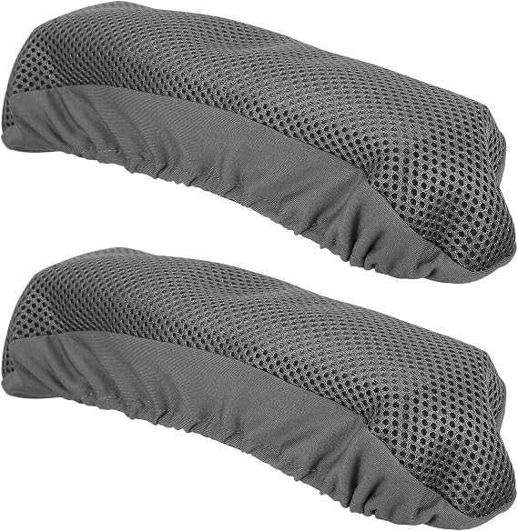 2pcs Gaming Chair Armrest Covers Grey Stretchable Washable Fabric Armrest Protectors for Office Swivel Chairs Desk Use