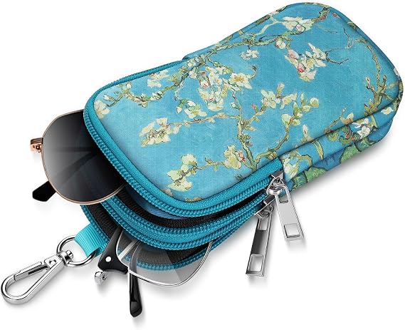 FINTIE Double Sunglasses Case, Soft Neoprene Eyeglasses Pouch with Clip