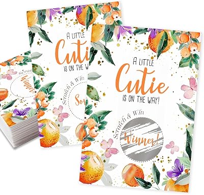 Cutie Baby Shower Scratch off Game | Simple Little Orange Scratch Off Game for Baby Shower Party | 40 PCS