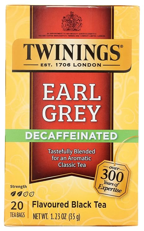 Twinings Decaffeinated Earl Grey Black Bergamot Tea Bags 20 CT Box (1 Pack)