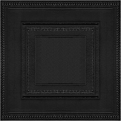 Ceiling Tiles Solid Black, 16 Pack, Covered 21 Sq.Ft, Glue-up Ceiling Tiles Foam, Peel and Stick Ceil Tile, Easy to Install for Ceil and Wall13.8 x 13.8 inch