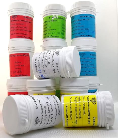 Diamond Water-Based polishing pastes Compound 15 Jars 40 Grams 0.1-63.0 Micron