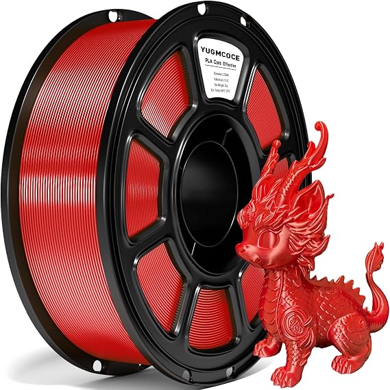 Silk PLA Filament 1.75mm,3D Printer Filament with a Metallic Glossy Finish, Dimensional Accuracy +/- 0.02 mm, 1kg Spool(2.2lbs) Fits for Most FDM 3D (A-Silk Red Pla)