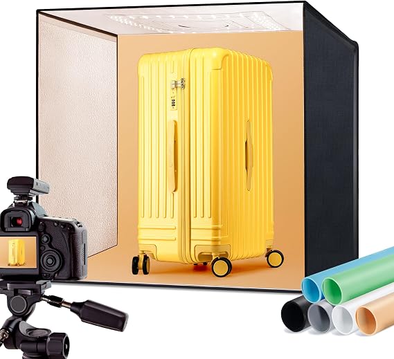 60W Photo Studio Light Box, 24''X24'' Large Photography Lightbox | Dimmable Shooting Tent Kit with 6 Color PVC Backdrops 5500K 156 LEDs for Product Photography Jewelry Electronics