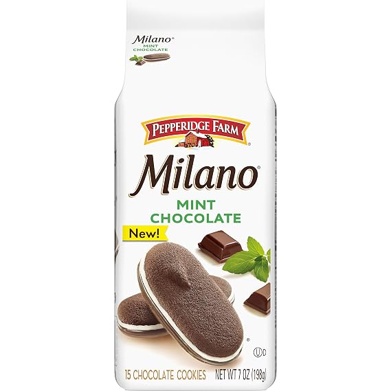 Pepperidge Farm Milano Cookies with Mint Filling Bag, Chocolate, 7 Ounce