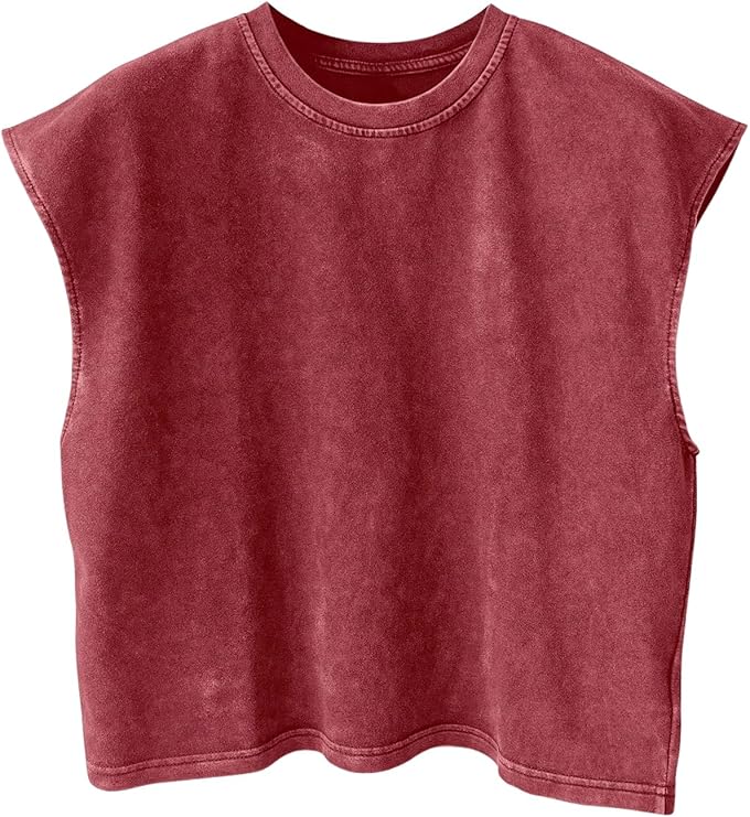 RoseSeek Men's Summer Washed Tank Tops Cap Sleeve Crop Top | Sleeveless Shirts, Crewneck, Vintage Muscle T Shirts