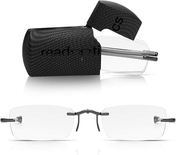Compact Folding Reading Glasses, Foldable Frameless Glasses that Fit Easily into Bags or Pockets, +1 to +3.5 Lens Power