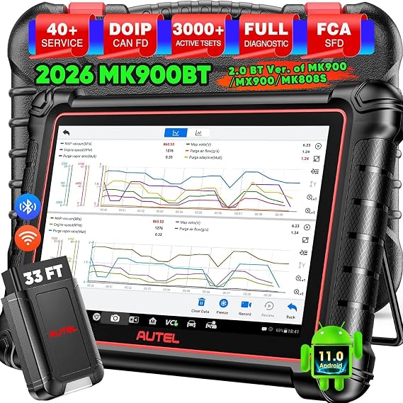 Autel MaxiCOM MK900BT Diagnostic Tool, 3000+ Active Test, 40+ Service, OS11
