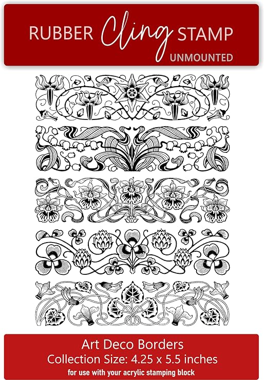Rubber Cling Stamp Art Deco Borders 