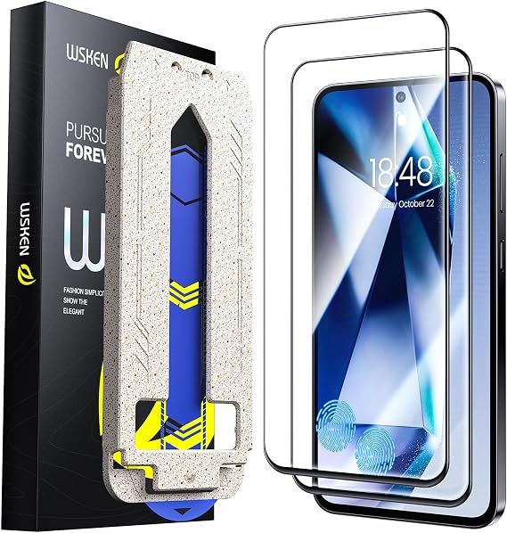WSKEN for Samsung Galaxy S24 FE Screen Protector-[Auto-Dust Removal] Support Fingerprint Unlock, Bubble Free Full Coverage HD Tempered Glass Film with Dust Clean Installing House, 2 Pack