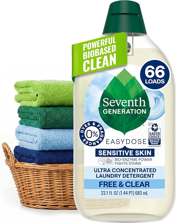 Seventh Generation Laundry Detergent, Ultra Concentrated EasyDose, Free & Clear, 23.1 Fl Oz