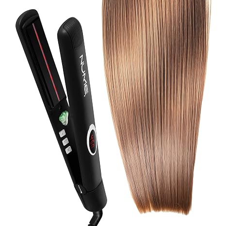 NuMe Megastar Hair Straightener Tourmaline Flat Iron1 Inch Floating Plates with Negative Ion Booster, Infrared Light Strip, Ideal for All Hair Types Ultra-Smooth and Shiny Results