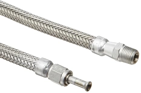 Annuflex Stainless Steel 316 Flexible Hose Assembly, 1/2" Stainless Steel 316 Hex NPT Male x FJIC Swivel Connection, 1186 PSI Maximum Pressure, 36" Length, 1/2" ID