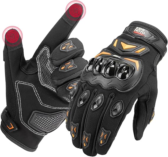 KEMIMOTO Motorbike Gloves Men Women, Touchscreen Motorcycle Gloves, Summer Breathable Motorbike Gloves for Motocross, MTB Riding, Road Racing, Climbing