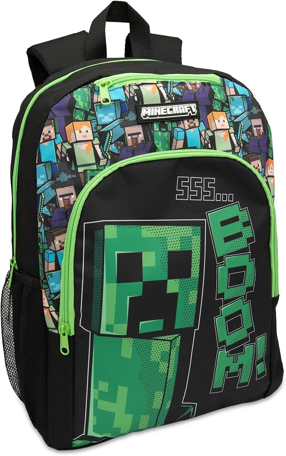 Minecraft Kids Creeper Backpack Childrens School Bag Boys Rucksack