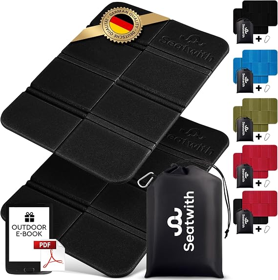 Folding Hiking Mat 2pcs - Insulated Folding Sit Mat w/Carry Bag &amp; Hook - Sit Mats for Walkers - sit mat hiking - Folding Seat Pad - Camping Sit Mat Folding Camping Mat+Outdoor E-book
