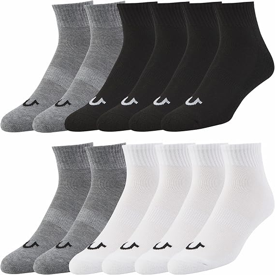 True Religion Mens Ankle Socks for Men, 6 & 12 Pairs Soft Athletic Socks