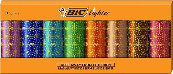 BIC Maxi Pocket Lighter, Special Edition Metallic Series, 8 Count Pack | Durable Disposable Lighters with Pure Isobutane for Steady Flame | Up to 3,000 Lights Per Lighter | Exceeds Safety Standards
