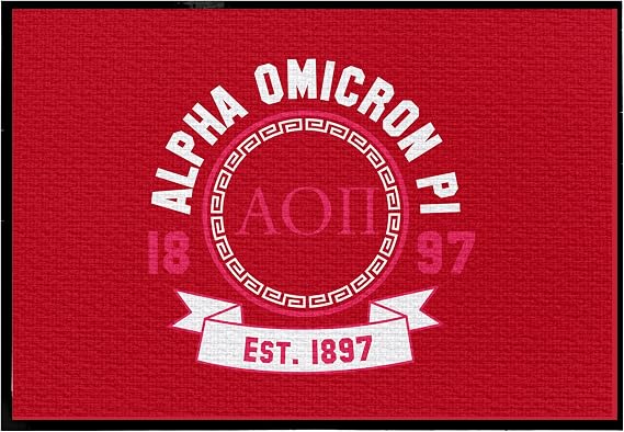 VictoryStore Door Mat, Alpha Omicron Pi Doormat 36x24 Inches Tufted Loop with Durgan Backing, Officially Licensed (1897 Red)