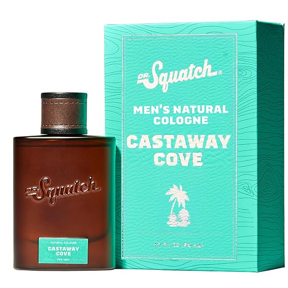 Dr. Squatch Natural Cologne for Men - Bergamot, Lavender, and Vanilla Fragrance Inspired by Coconut Castaway - Sustainably-Sourced Ingredients - Castaway Cove Cologne (1.7 fl oz)