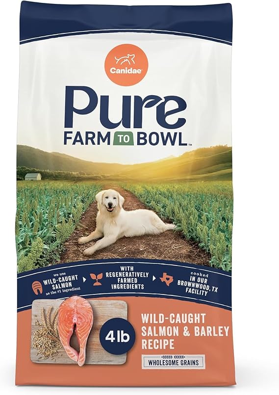 CANIDAE Pure Farm to Bowl Dog Food, Wild-Caught Salmon & Barley, 4 lb