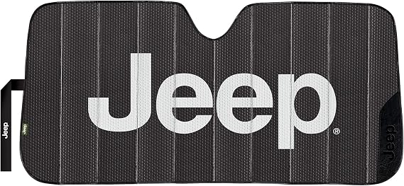 Plasticolor 003859W01 Jeep Black Matte Finish Front Windshield Sunshade for Car Truck SUV