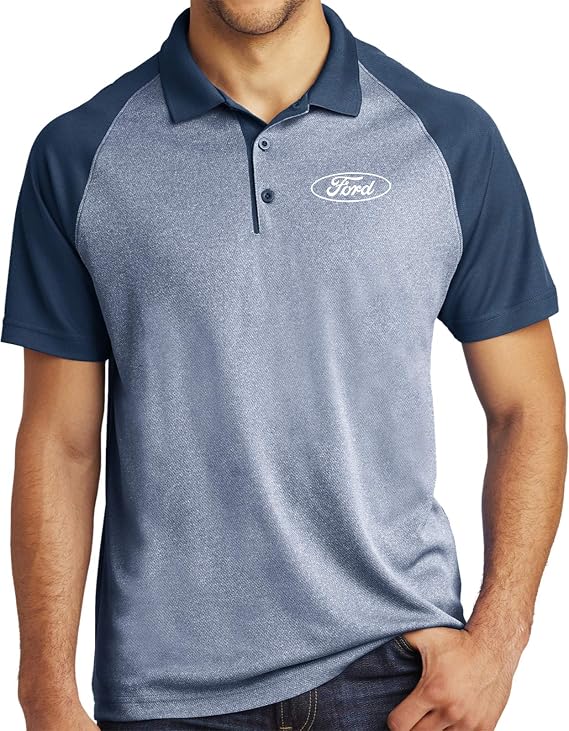 White Ford Oval Crest Chest Print Raglan Polo Shirt