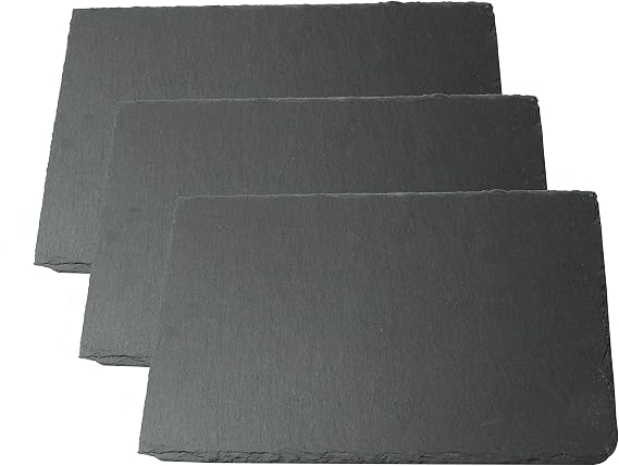 Slate Cheese Board Natural Slate Cheese Plates for Kitchen Dining,Parties,Entertaining,8"x12" Cheese Placemats Serving Tray for Cake,Fruit,Biscuit,Meat,Charcuterie Boards Set of 3
