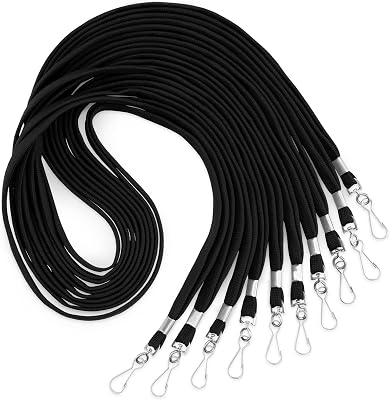 MIFFLIN-USA Bulk Flat Lanyards for ID Badges Black, 36 Inch, 100 Pack, Comfortable Neck Straps
