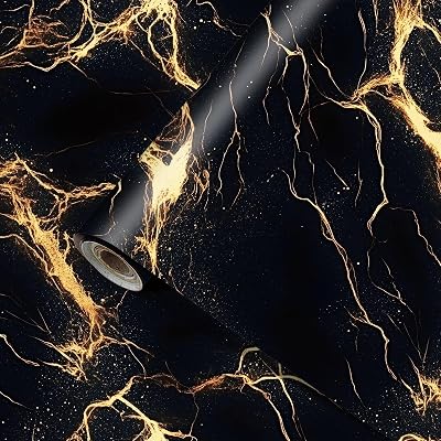 Black Gold Marble Wallpaper Marble Contact Paper Vinyl Self-Adhesive Removable Counter Peel and Stick Wall Paper for Refurbishment Wall Countertop Cabinets Furniture 15.7x39.4