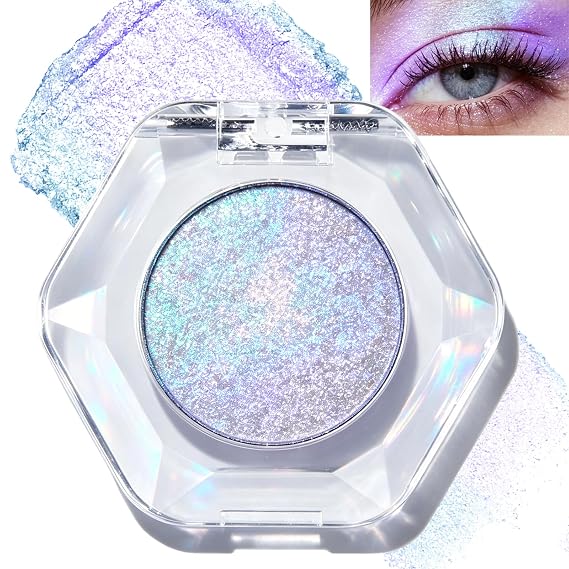 Purple Blue Holographic Duochrome Glitter Eyeshadow Palette
