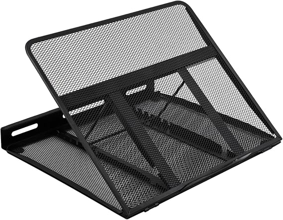 Amazon Basics Ventilated Ergonomic Laptop Stand, 7-Level Adjustable, Steel Mesh for Cooling, Recommended for Viewing & Light Typing, Fits 10 (25.4 cm) - 17.3 Inches (43.9 cm) Laptops, Black