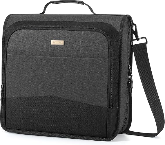 MoKo Zipper Binder, 3-Inch 3-Ring, 600 Sheets, 6-Tab File Folders, Black